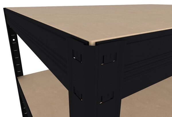 Policový regál Biedrax 35 x 60 x 210 cm, černý, 7 polic MDF, nosnost 200 kg na polici