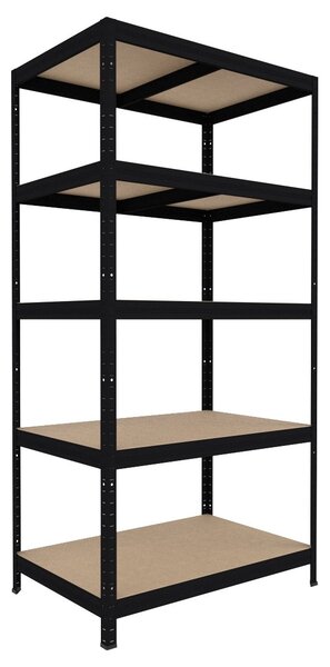 Regál na šanony Biedrax 35 x 60 x 180 cm, černý, 5 polic MDF, nosnost 200 kg na polici