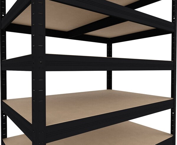 Policový regál Biedrax 35 x 60 x 210 cm, černý, 7 polic MDF, nosnost 200 kg na polici