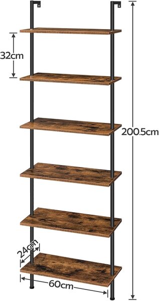 Knihovna Vasagle Zorami 60 cm černá/hnědá