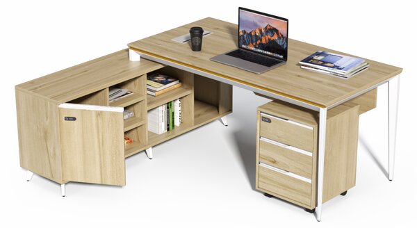 Kancelářský stůl s kontejnerem a komodou Houseland Profit Home 01 dub/bílý