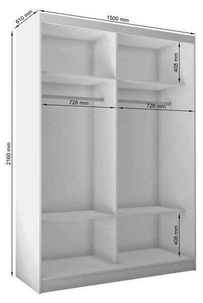 Kvalitní Šatní Skříň Debora 150 cm Bílá