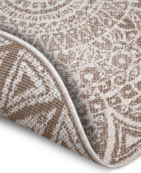 MK Original: Produkty s rodokmenem, Kusový koberec Mujkoberec Original Nora 105453 Linen kruh – na ven i na doma, 140x140 (průměr) kruh, hnědá, chodba / předsíň