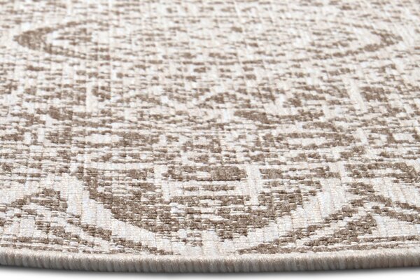 MK Original: Produkty s rodokmenem, Kusový koberec Mujkoberec Original Nora 105453 Linen kruh – na ven i na doma, 140x140 (průměr) kruh, hnědá, chodba / předsíň
