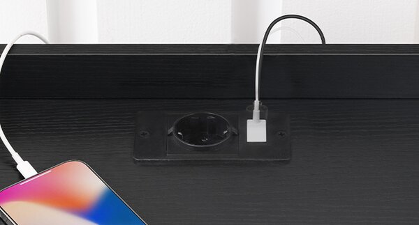VASAGLE Noční stolek Silven 38 cm s LED osvětlením a nabíjecí stanicí černý