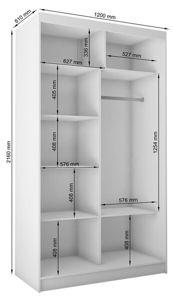 Kvalitní Šatní Skříň Debora 120 cm Šedá