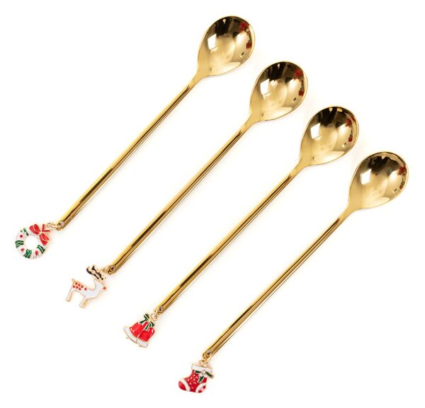 Vánoční dezertní lžičky Blane Gold - set 4 ks Homla