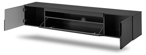 Závěsná TV skříňka Loftia 200 cm s výklenkem - černý mat