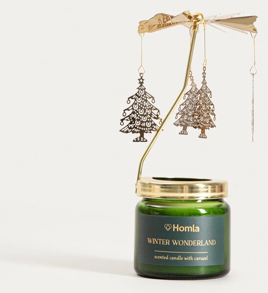Rotující svícen se svíčkou Winter Fairytale 70 g Homla
