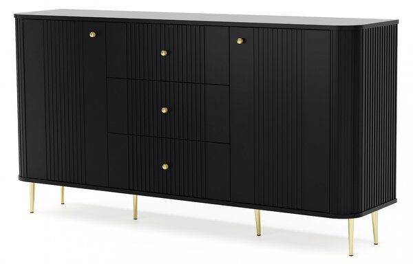 Komoda se zásuvkami Vesper 160 cm - černá / zlaté nohy