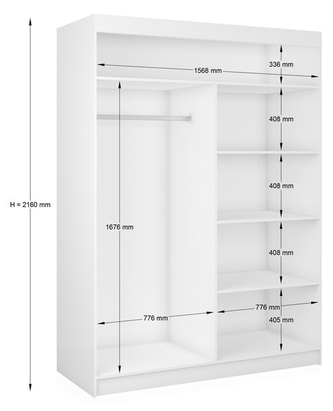 Kvalitní Šatní Skříň Luzon 160 cm Bílá/dub sonoma
