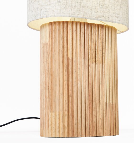 Japandi stojací lampa dřevěná s lněným stínidlem 90 cm - Lamel
