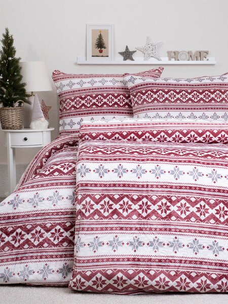 Francouzské povlečení mikroplyš Exclusive – Winter červené