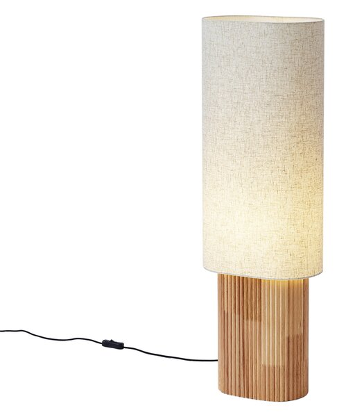 Japandi stojací lampa dřevěná s lněným stínidlem 90 cm - Lamel