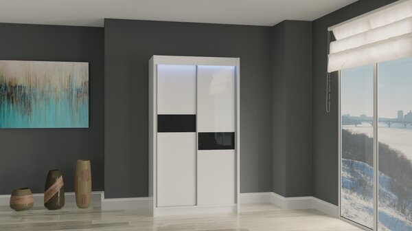 Kvalitní Šatní Skříň Livia 120 cm Bílá/černá
