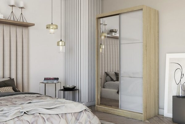 Kvalitní Šatní Skříň Viviana 120 cm Dub artisan/bílá