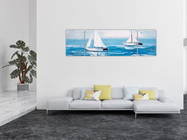 Obraz - Malba jachty na moři (170x50 cm)