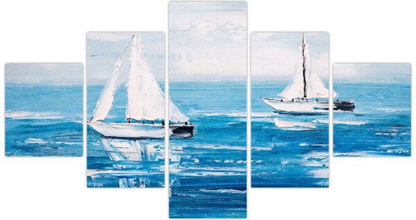 Obraz - Malba jachty na moři (125x70 cm)