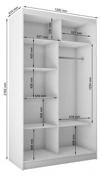Kvalitní Šatní Skříň Tanna 120 cm Bílá
