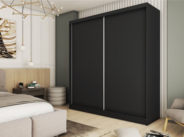Kvalitní Šatní Skříň bez zrcadla 200 cm Černá