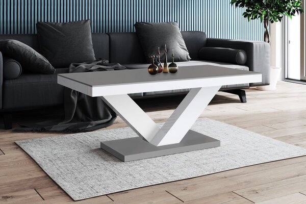 Konferenční stolek Coral mini, šedý mat + bílý lesk