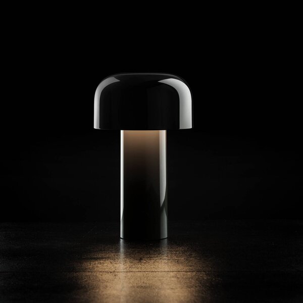 FLOS LED stolní lampa Flos Bellhop s diodami a dobíjecí baterií, černá, 21 cm,, stmívatelný, Černá, Obývací pokoj / jídelna, Plast, Design