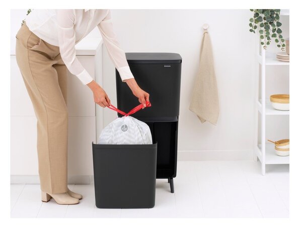 Tmavě šedý plastový odpadkový koš 20+25 l na tříděný odpad SortUp Recycle Hi – Brabantia