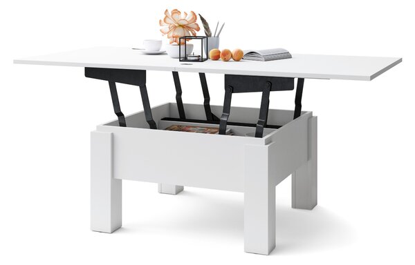 OSLO bílý matný skládací konferenční stolek s nastavitelnou výškou horní desky