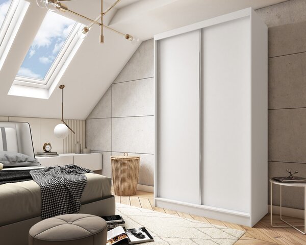 Kvalitní Šatní Skříň bez zrcadla 120 cm Bílá