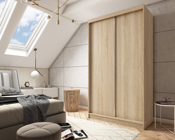 Kvalitní Šatní Skříň bez zrcadla 120 cm Dub sonoma