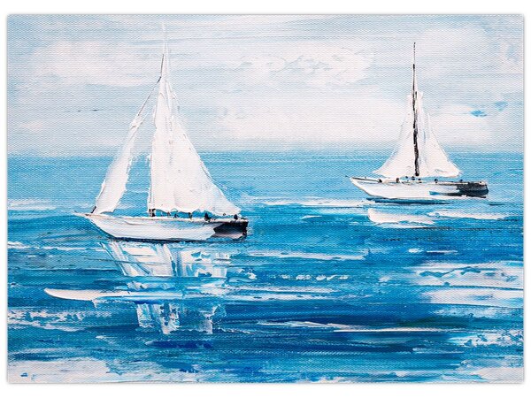 Obraz - Malba jachty na moři (70x50 cm)
