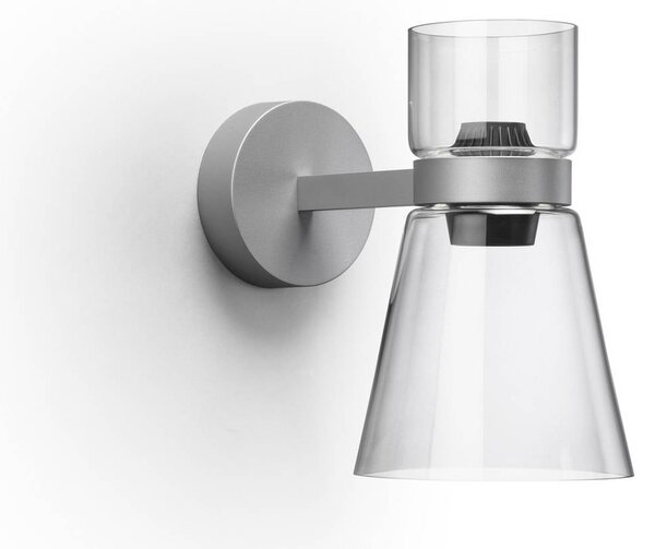 FLOS Nástěnné světlo Nocturne Cone, stříbrné, sklo, stmívatelné, stmívatelný, Chrom / stříbro, Obývací pokoj / jídelna, Hliník, Design