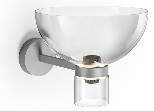 FLOS Nástěnné světlo Nocturne Bowl, stříbrné, sklo, stmívatelné, stmívatelný, Chrom / stříbro, Chodba, Hliník, Design