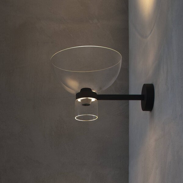 FLOS Nástěnné světlo LED Flos Nocturne Bowl, černé, sklo, stmívatelné, stmívatelný, Černá, Chodba, Hliník, Design