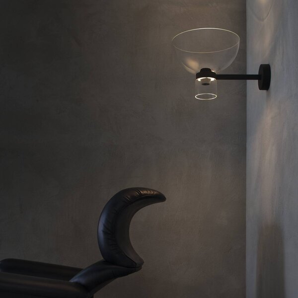 FLOS Nástěnné světlo LED Flos Nocturne Bowl, černé, sklo, stmívatelné, stmívatelný, Černá, Chodba, Hliník, Design