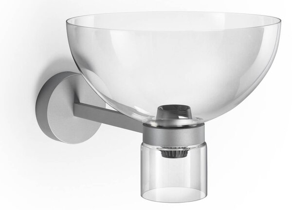 FLOS Nástěnné světlo Nocturne Bowl, stříbrné, sklo, stmívatelné, stmívatelný, Chrom / stříbro, Chodba, Hliník, Design