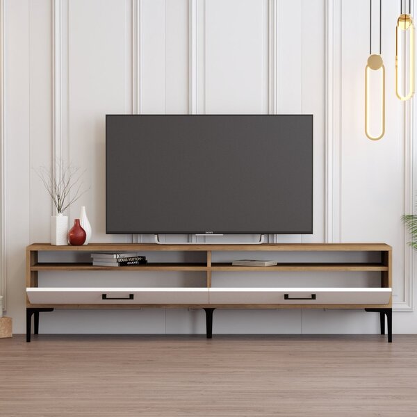 TV stolek/skříňka Irma 2 (ořech + bílá). Akce -25%