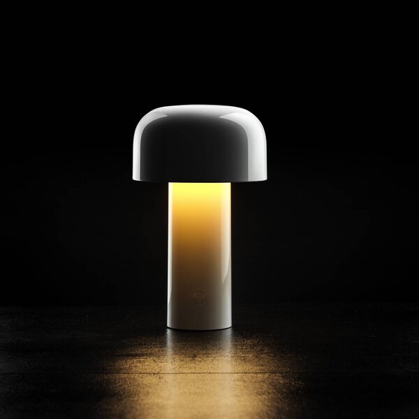 FLOS LED stolní lampa Flos Bellhop s diodami a dobíjecí baterií, bílá, 21 cm,, stmívatelný, Bílá / opál, Obývací pokoj / jídelna, Plast, Design