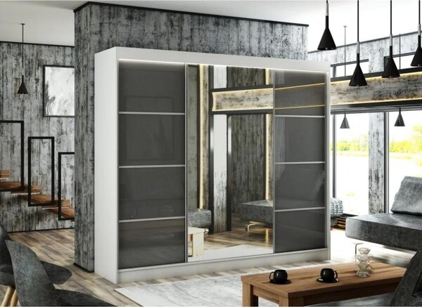Kvalitní Šatní Skříň Velis 250 cm Dub Sonoma Bílá