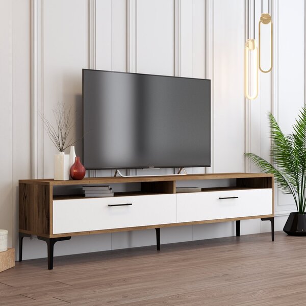 TV stolek/skříňka Irma 2 (ořech + bílá). Akce -25%