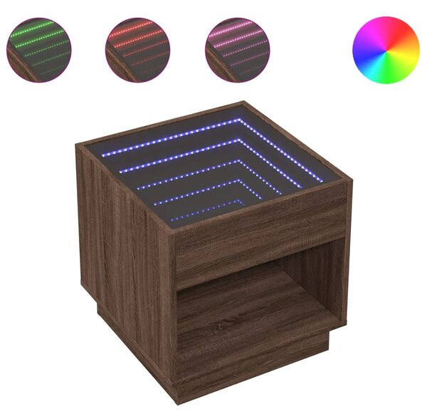 Noční stolek s Infinity LED hnědý dub 50 x 50 x 50 cm 3284090