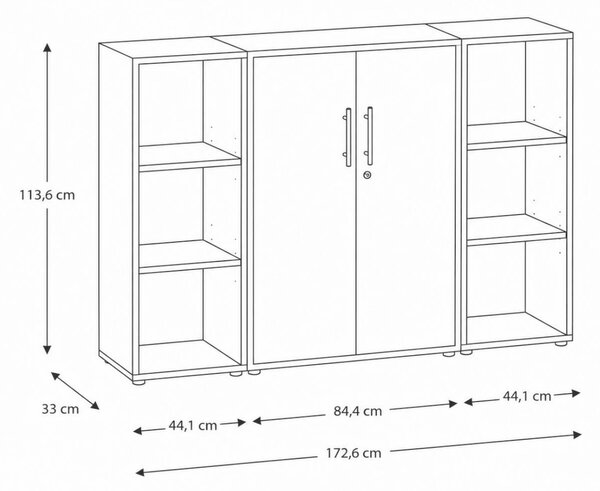 SKŘÍŇ NA ŠANONY, antracitová, světle šedá, 172,6/113,6/33 cm MID.YOU - Online Only kancelářský nábytek, Online Only