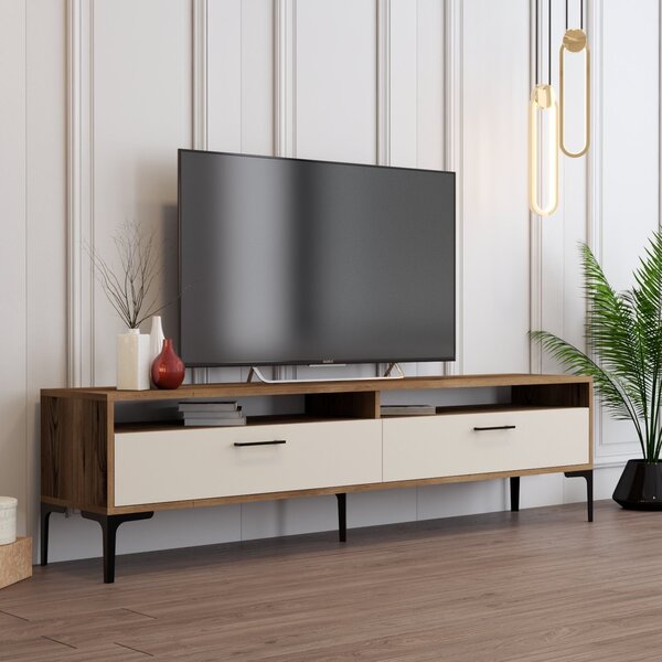 TV stolek/skříňka Irma 2 (ořech + krémová). Akce -25%