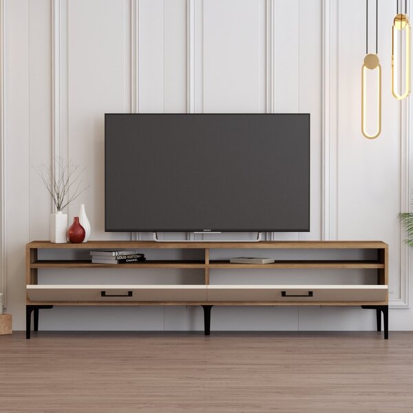 TV stolek/skříňka Irma 2 (ořech + krémová). Akce -25%