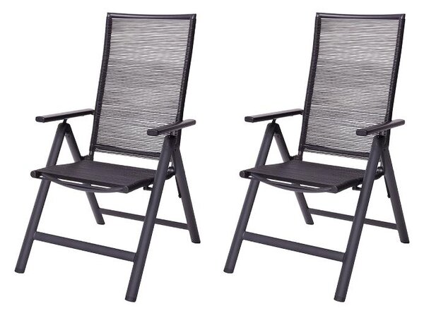 Livarno® Hliníkové polohovací křeslo Miami, antracitová, 2 kusy (100388969)