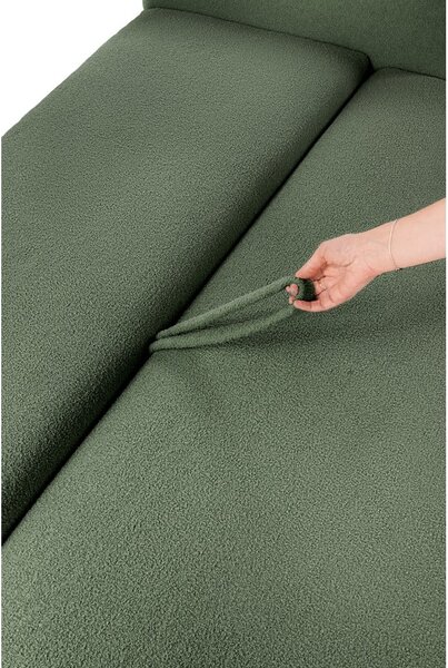 Zelená rozkládací pohovka z textilie bouclé 247 cm Quinoa – Bonami Selection