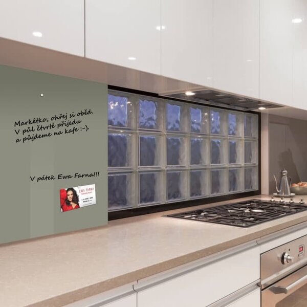 Šedá paynova skleněná magnetická tabule do restaurace Smatab® - 100 x 65 cm