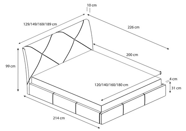Čalouněná postel KARO rozměr 120x200 cm Šedá