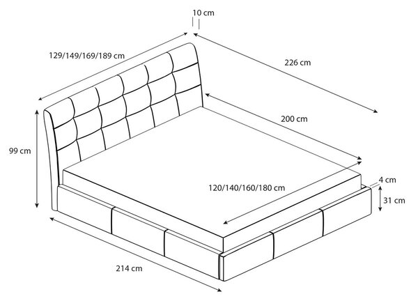 Čalouněná postel ADLO rozměr 120x200 cm Tmavě šedá