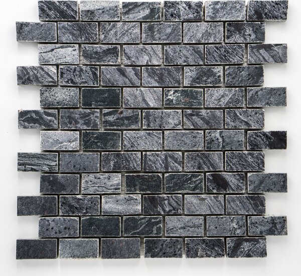 Kamenná mozaika černá, stříbrná 23x50x10mm